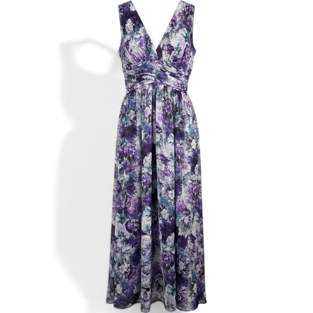Dress The Population Dress Womens M Jaclyn Violet Multi Floral Maxi EUC